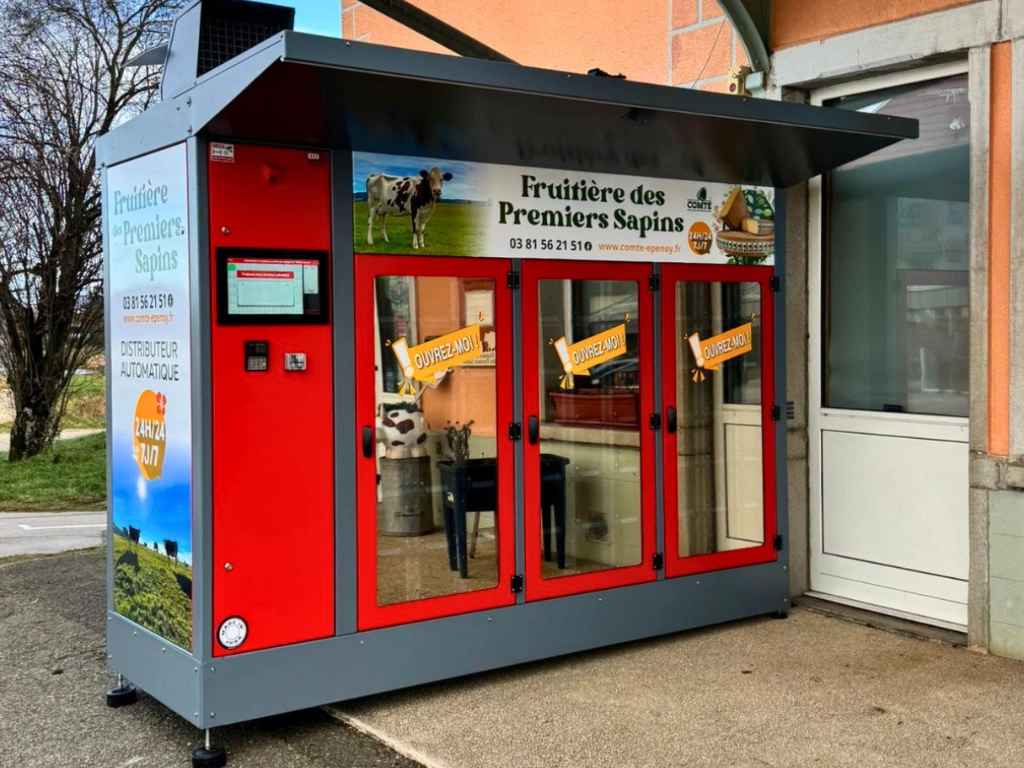 Ditributeurs automatique réfrigéré pour produits frais de couleur rouge